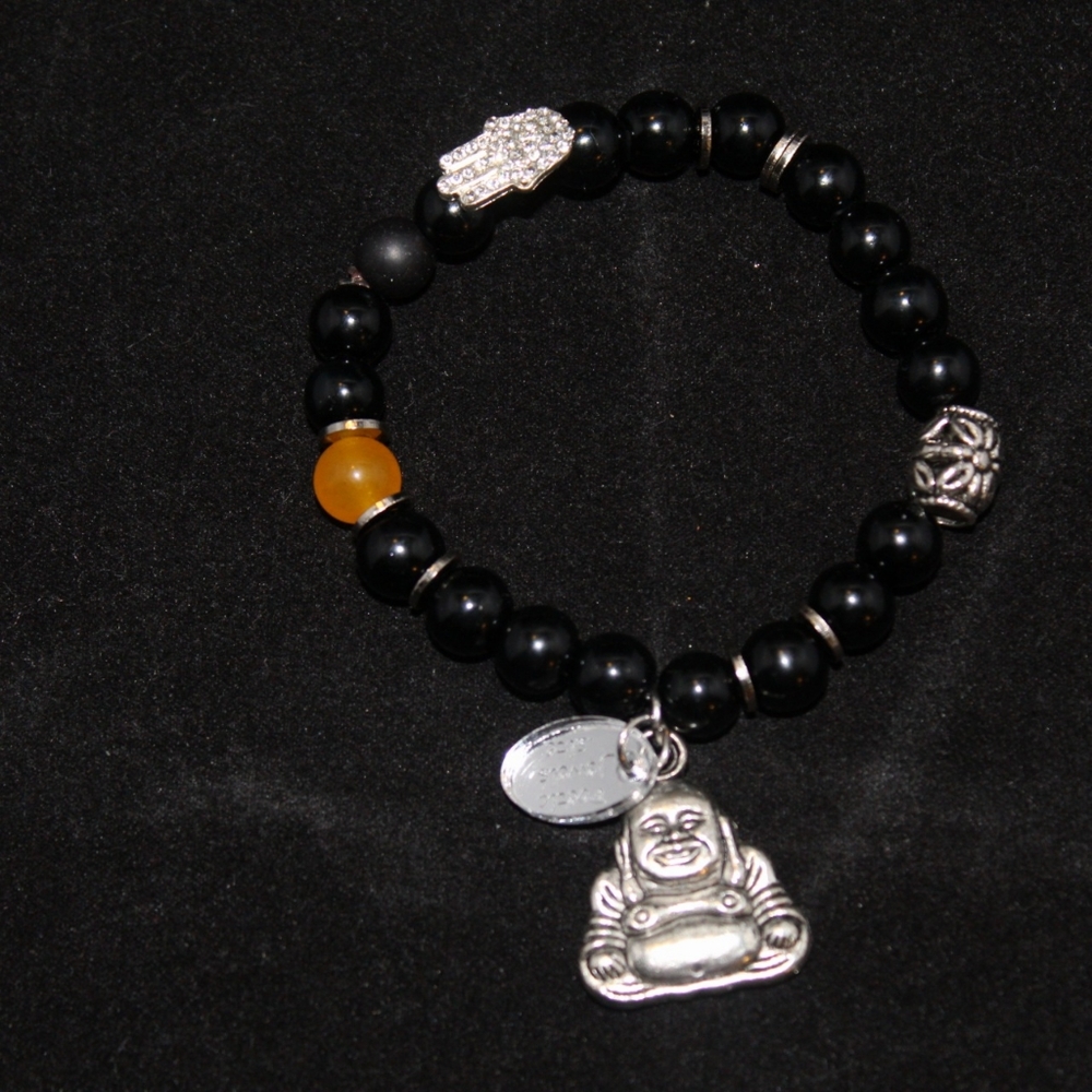 Black Beaded Budda Bracelet